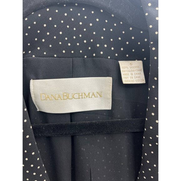 Dana Buchman Womens Suit Jacket Black White Polka Dot Long Sleeve Pockets 6 - Picture 10 of 10